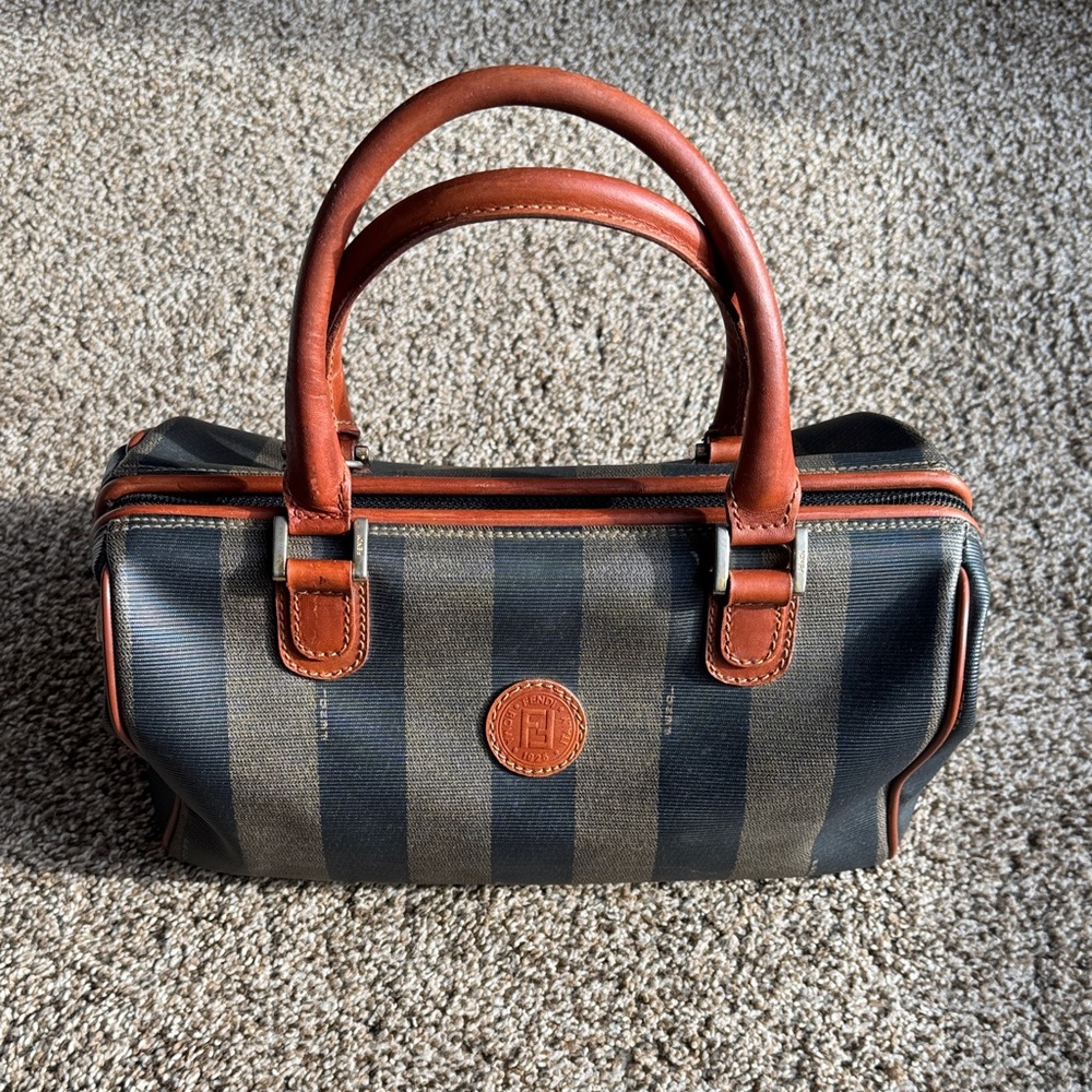Fendi Striped Mini Bag in Black and Brown